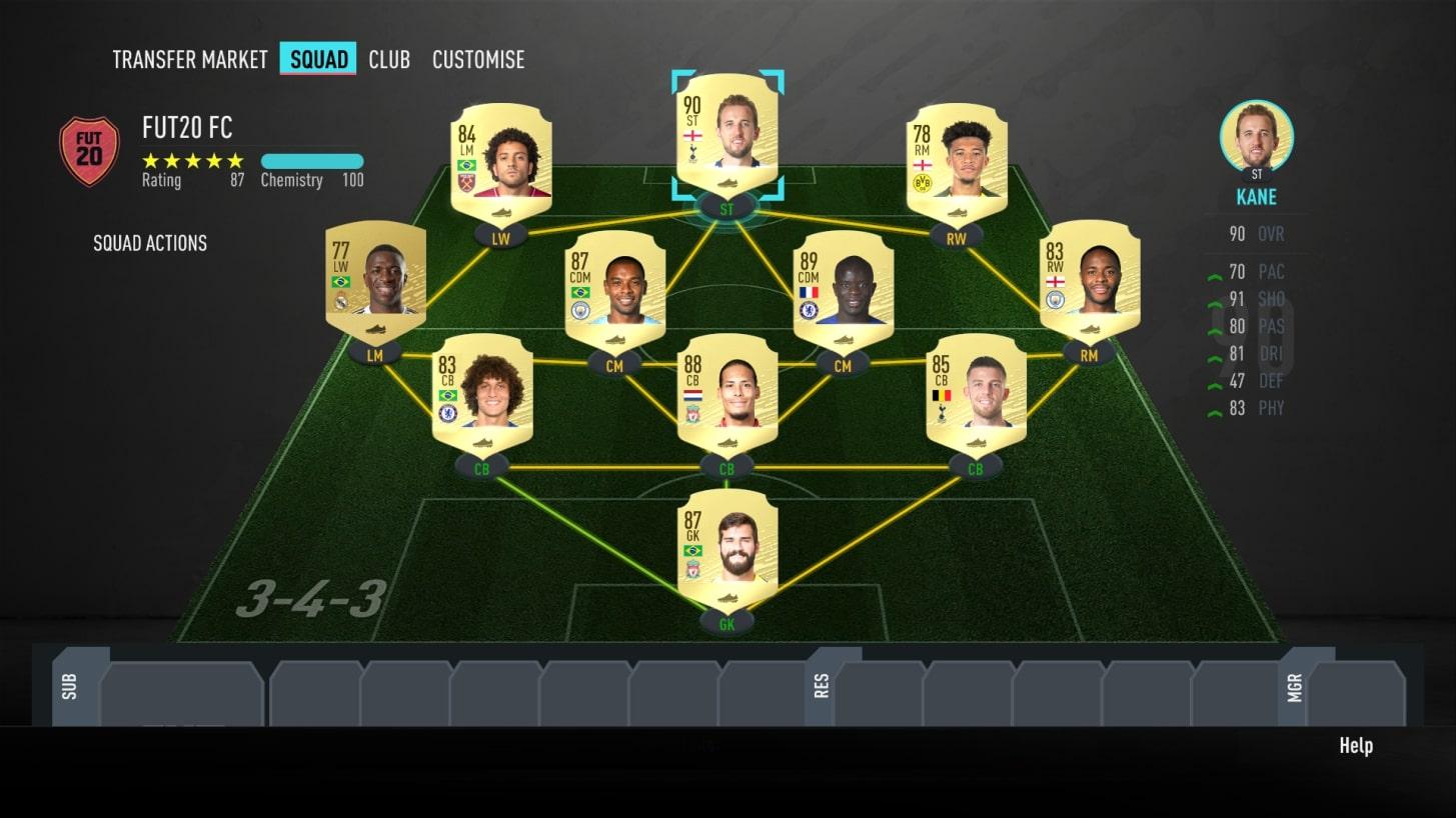 FIFA 20 Ultimate Team FUT Team Management