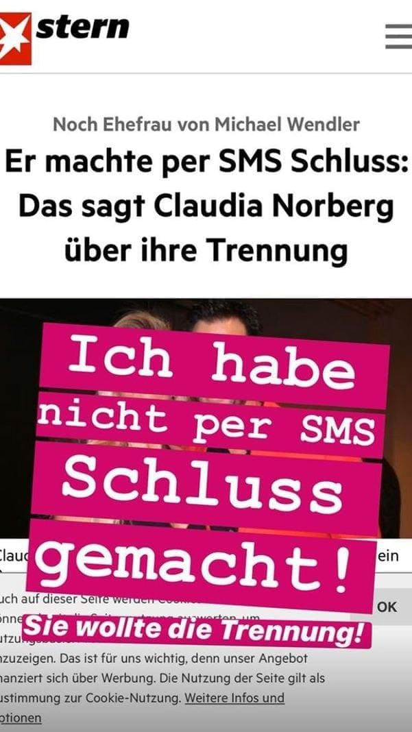 Der Wendler Instagram Story SMS Claudia