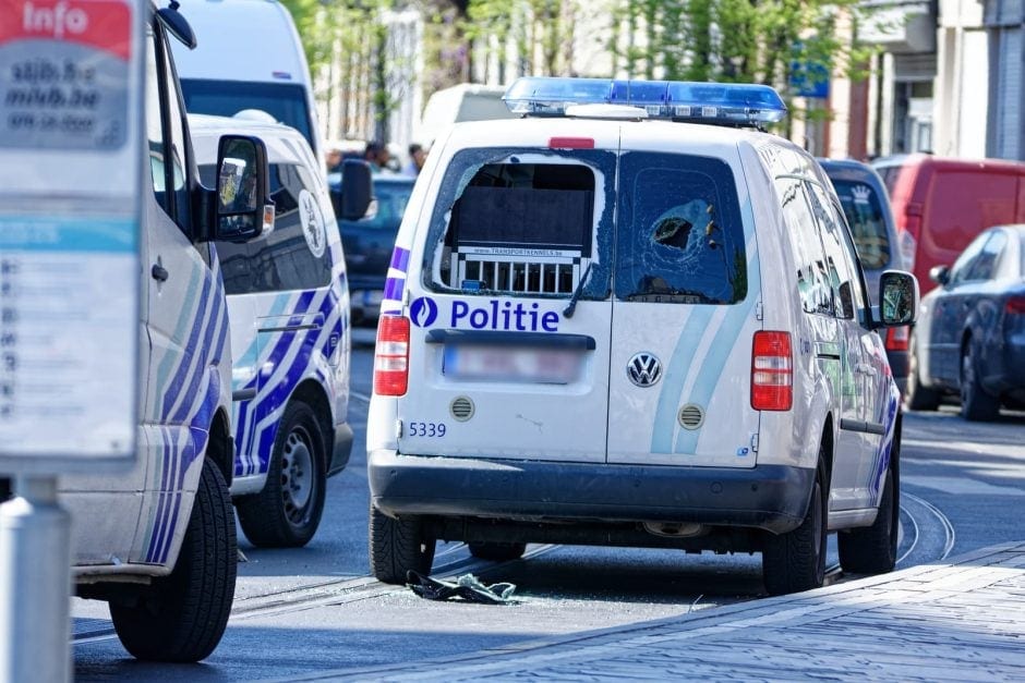 Brüssel Ausschreitungen Polizeiauto
