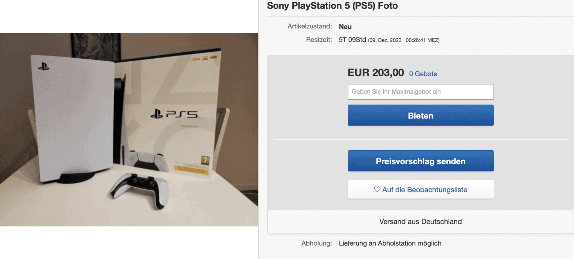 PS5 eBay Betrüger Foto