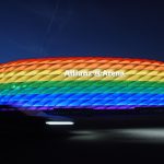 Das Münchner EM-Stadion in Regenbogenfarben Allianz Arena