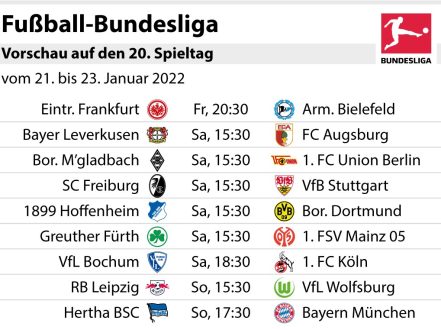Bundesliga: Vorschau auf den 20. Spieltag