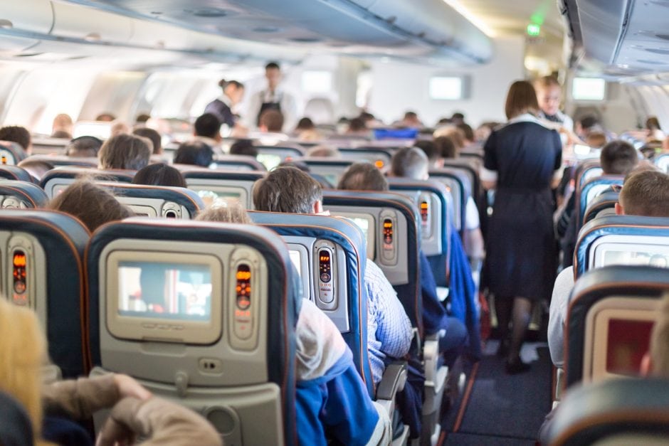 Flugzeug Urlaub Passagiere Stewardess