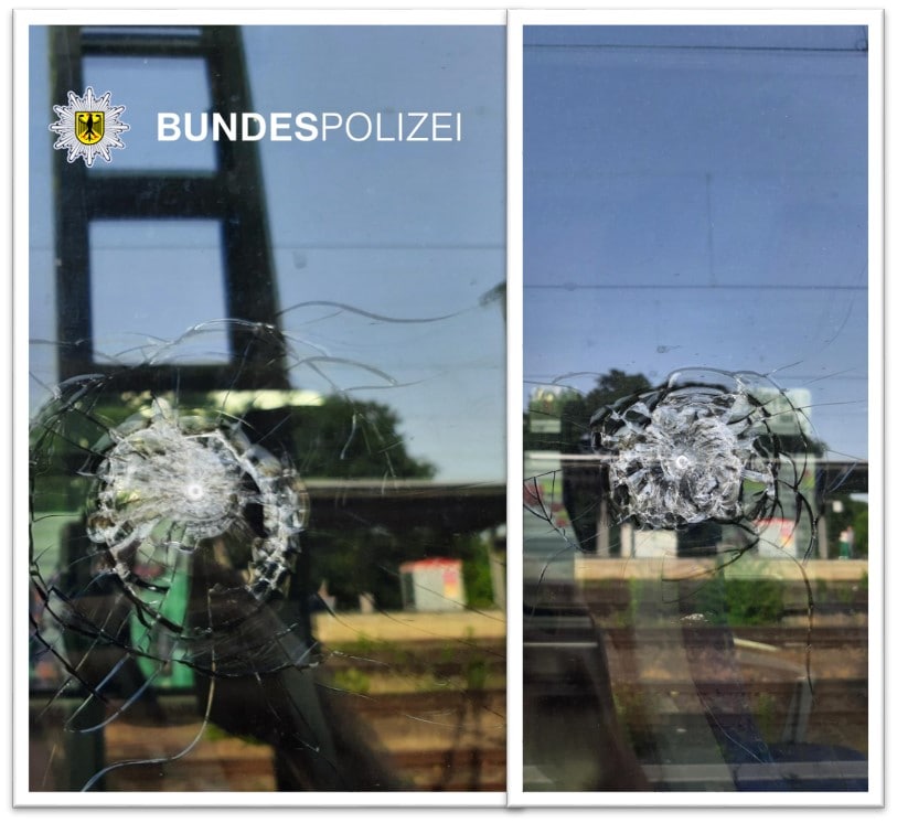 Bundespolizei: betroffene Fensterscheiben