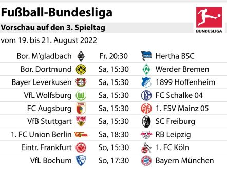 Bundesliga: Vorschau auf den 3. Spieltag (16.08.2022)