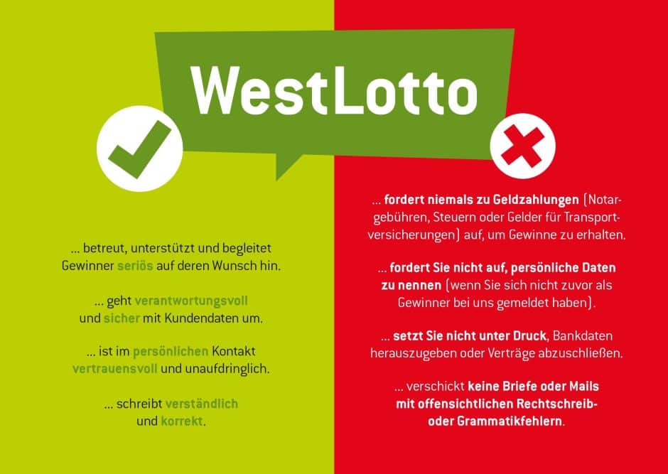 WestLotto Betrugs-Schreiben Checkliste
