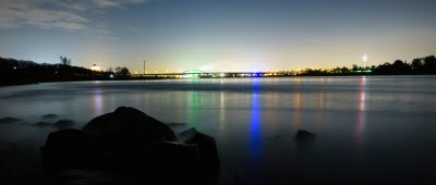 Düsseldorf Nachts Rheinbrücke