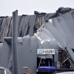 Zerstörte Lagerhalle nach Großbrand in Krefeld