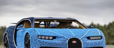 Der Spielwarenhersteller Lego hat den Supersportwagen Bugatti Chiron in Originalgröße nachgebaut. Foto: The LEGO Group